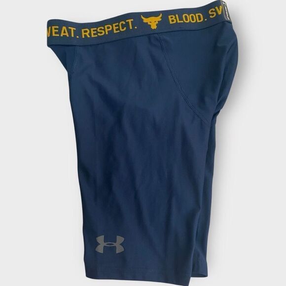 Under Armour UA Mens Project Rock Navy Compression Shorts size Medium NWT - Picture 5 of 9